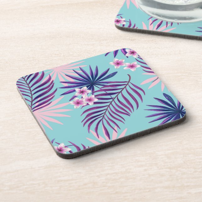 Dessous-de-verre Feuilles tropicaux et fleurs 2 (Côté gauche)