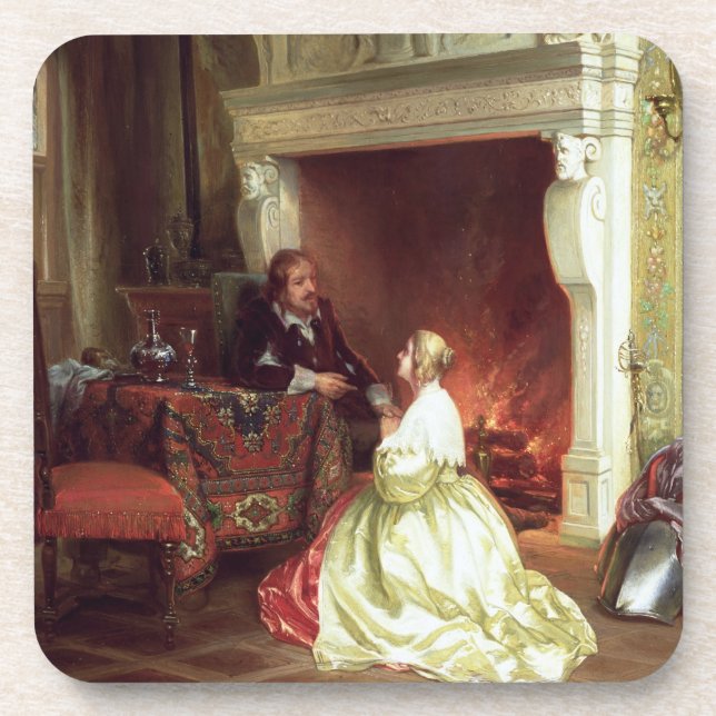 Dessous-de-verre Figures dans un intérieur (huile sur le panneau) (Devant)