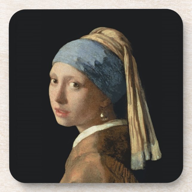Dessous-de-verre Fille avec une boucle d'oreille de perle, c.1665-6 (Devant)