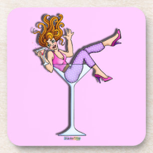 Dessous-de-verre Fille dans un verre à Martini 1 - Rouge -  Dessous
