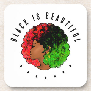 Dessous-de-verre Fille noire panafricaine femme rouge vert fierté a