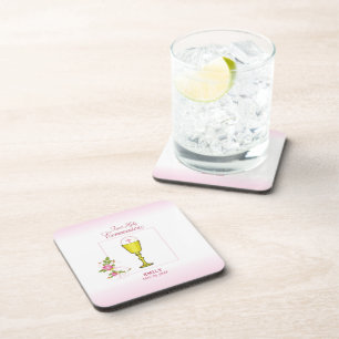 Dessous-de-verre Fille Rose Première Communion, Calice, Hostie, Ros