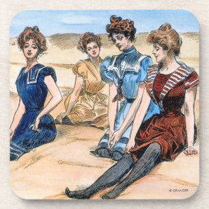Dessous-de-verre Filles de Gibson sur la plage, 1900