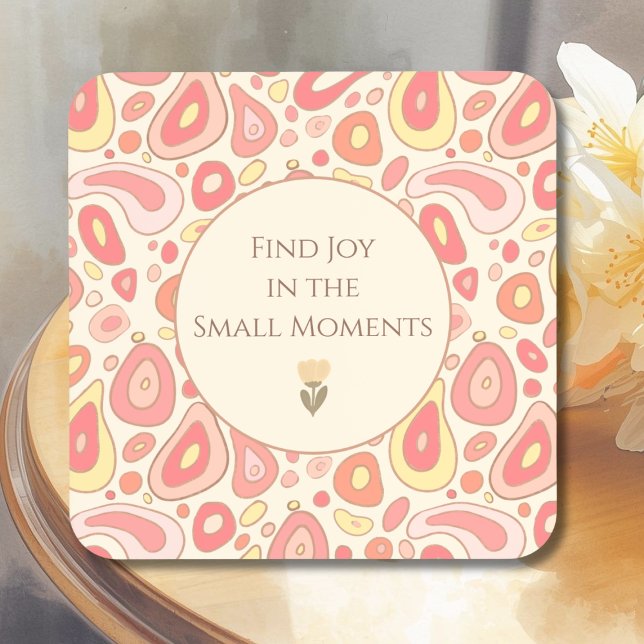 Dessous-de-verre Find Joy in the Small Moments Coaster Set  (Find Joy in the Small Moments Coaster Set | Inspirational Abstract Home Decor)
