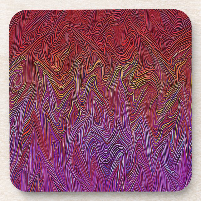 Dessous-de-verre "Firestorme neurale" Abstraite" Rouge violet (Devant)