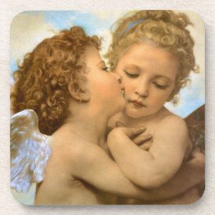 Dessous-de-verre First Kiss (détail d'ange) par Bouguereau
