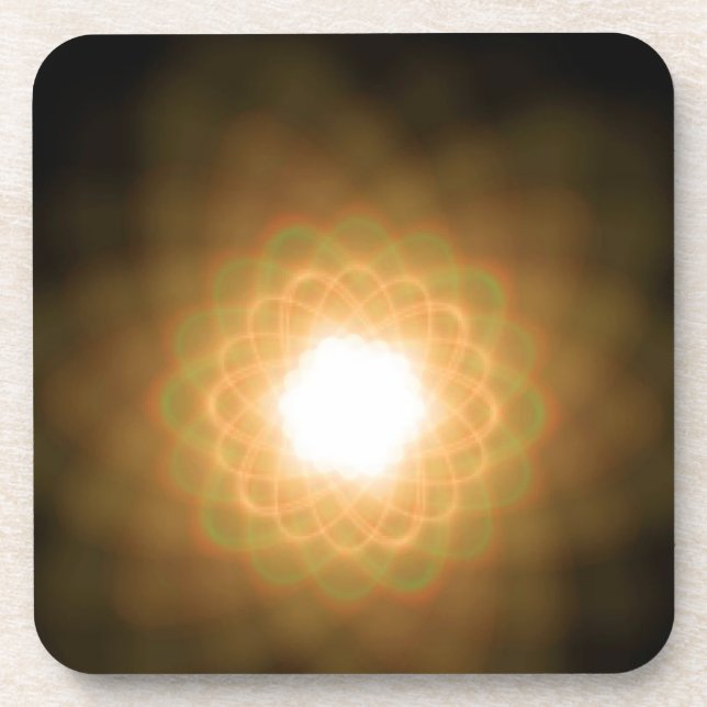 Dessous-de-verre Fissures de lumière jaune sur noir (Devant)