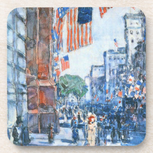 Dessous-de-verre Flags Fifth Avenue de Childe Hassam, Art Vintage