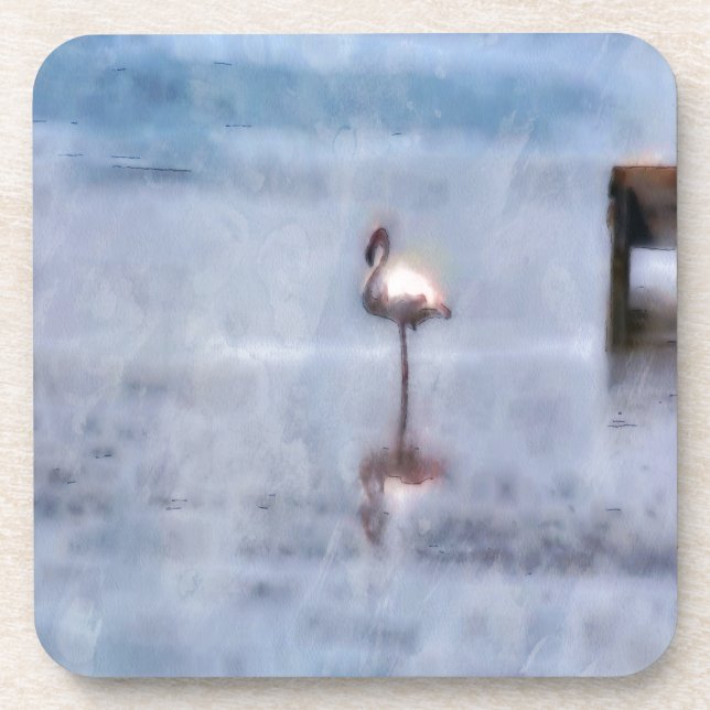 Dessous-de-verre Flamant rose aquarelle (Devant)