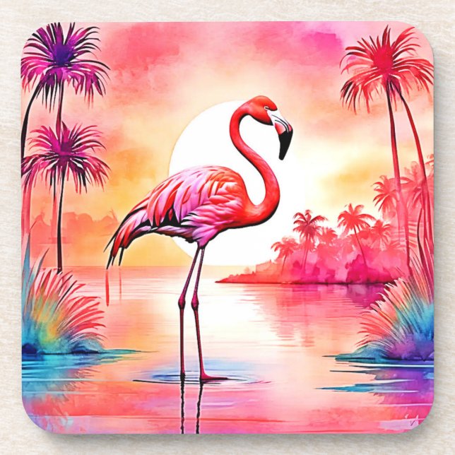 Dessous-de-verre Flamant rose tropical (Devant)