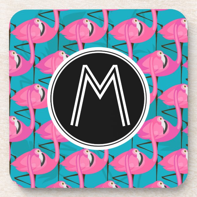 Dessous-de-verre Flamants roses de néon| Ajouter votre premier (Devant)