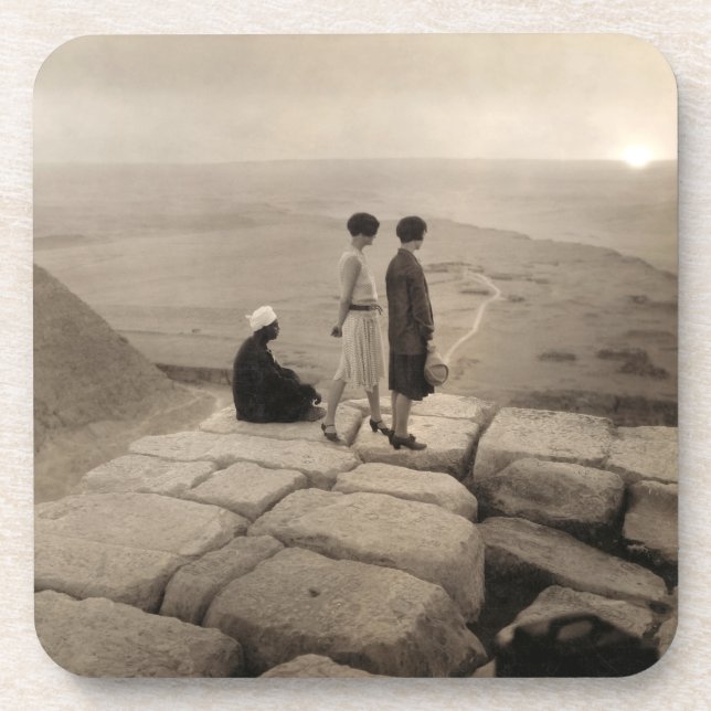 Dessous-de-verre Flapper Girls Sunrise Khufu Pyramid, Égypte 1920 (Devant)