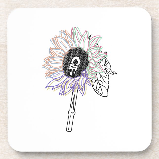 Dessous-de-verre Fleur Arc-en-ciel Art Funky (Devant)