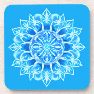 Dessous-de-verre Fleur Batik Mandala en Turquoise