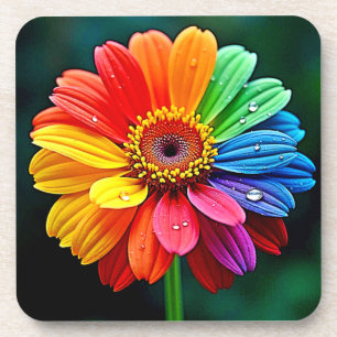 Dessous-de-verre Fleur d'art à pétale arc-en-ciel
