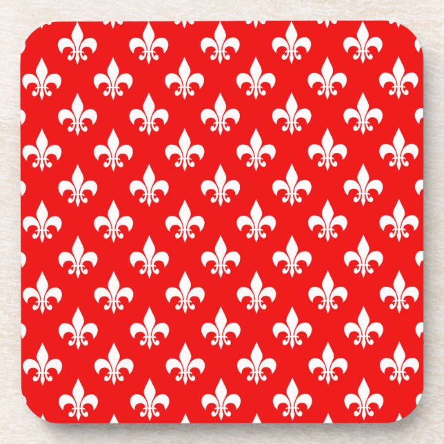Dessous-de-verre Fleur de lis rouge blanc (Devant)
