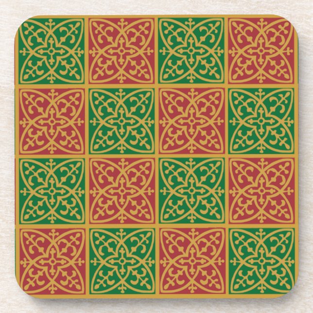 Dessous-de-verre Fleur de lis rouge et vert Motif (Devant)