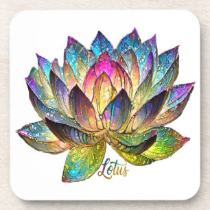 Dessous-de-verre Fleur de lotus colorée en vitrail sur fond blanc 