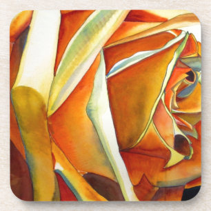 Dessous-de-verre Fleur de Rose jaune aquarelle originale d'Art