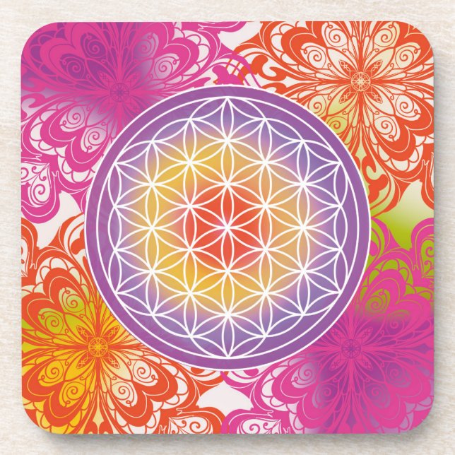 Dessous-de-verre fleur de vie, géométrique sacrée, zen, chakra,  (Devant)