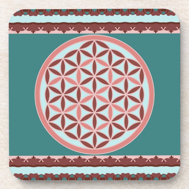 Dessous-de-verre "Fleur de Vie – Harmonie Pastel et Terreuse" (Devant)