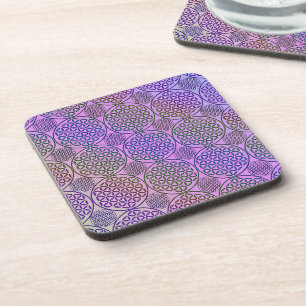 Dessous-de-verre Fleur de vie - motif de grunge de timbre 3