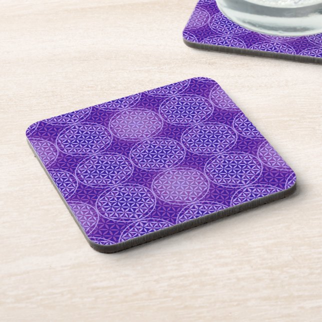 Dessous-de-verre Fleur de vie - motif de timbre - violet (Côté gauche)