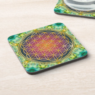 Dessous-de-verre Fleur de vie - or - fractale 2