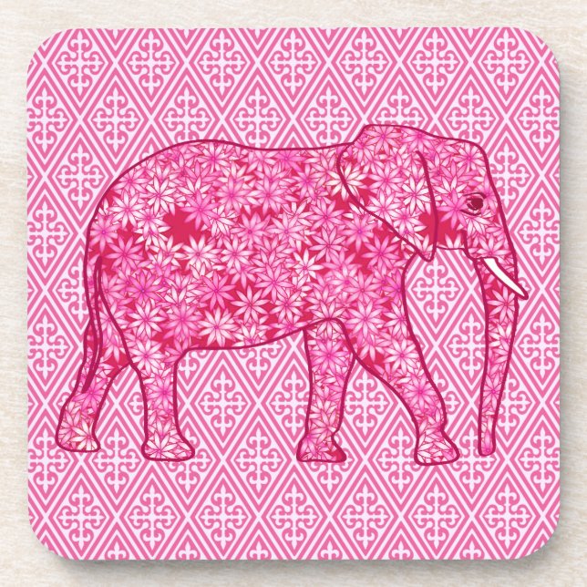 Dessous-de-verre Fleur d'éléphant - rose fuchsia (Devant)