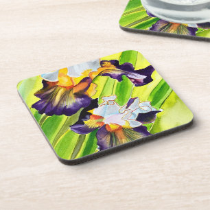 Dessous-de-verre Fleur d'iris florale à l'aquarelle
