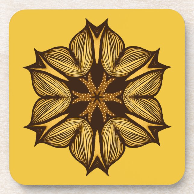 Dessous-de-verre Fleur Jaune Abstraite (Devant)