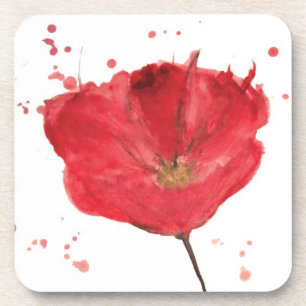Dessous-de-verre Fleur peinte 2 de pavot d'aquarelle