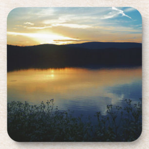 Dessous-de-verre Fleur sauvage, coucher de soleil bleu