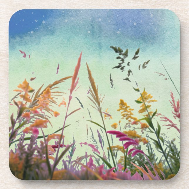 Dessous-de-verre Fleur sauvage Et Étoiles (Devant)