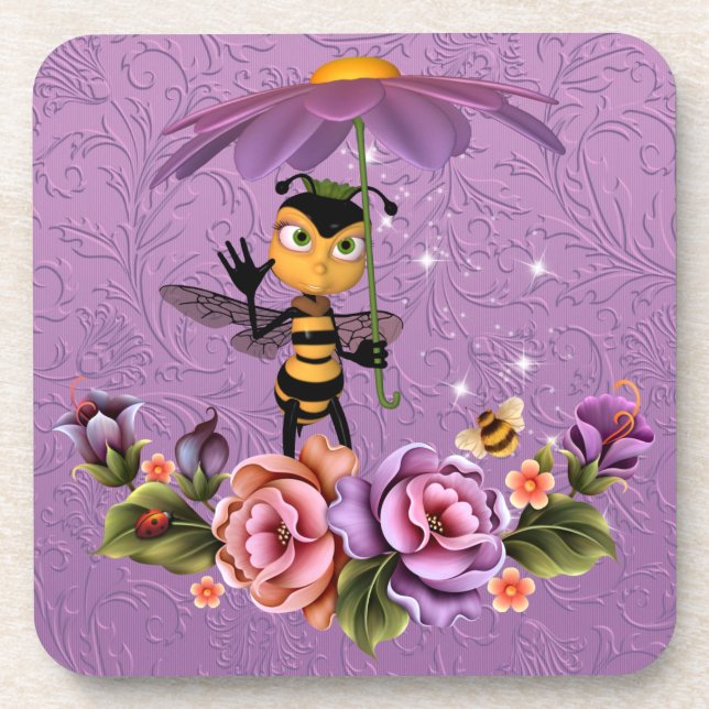 Dessous-de-verre Fleurs BeePlastic dessous de verre/liège arrière - (Devant)