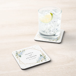 Dessous-de-verre Fleurs bleues, Fleurs blanches, Verdure, Mariage