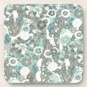 Dessous-de-verre Fleurs Brown bleues Abstraites