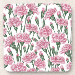 Dessous-de-verre Fleurs carnations roses 