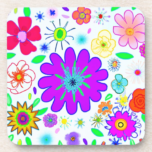 Dessous-de-verre Fleurs colorées Motif (Devant)