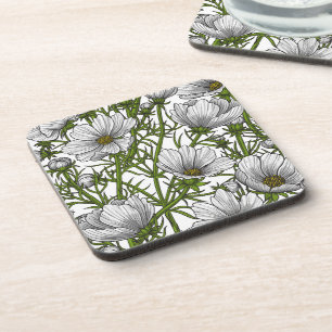 Dessous-de-verre Fleurs cosmos blanches