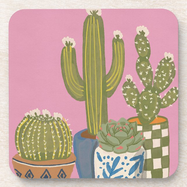 Dessous-de-verre Fleurs de cactus rose (Devant)