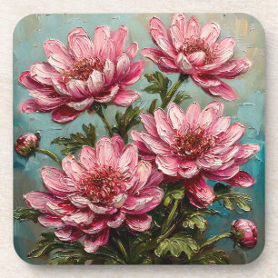 Dessous-de-verre Fleurs de chrysanthème rose vibrant