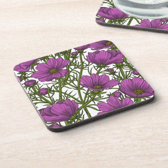 Dessous-de-verre Fleurs de cosmos violet (Côté gauche)