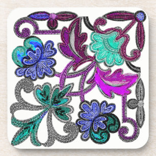 Dessous-de-verre FLEURS DE LACE BLANC turquoise BLEU PURPLE