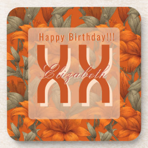 Dessous-de-verre Fleurs de lys personnalisées pour anniversaire d'a