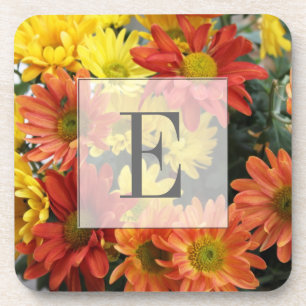 Dessous-de-verre Fleurs de marguerite d'automne colorées rouge, jau
