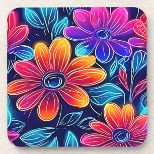 Dessous-de-verre Fleurs de néon en fleurs brillantes
