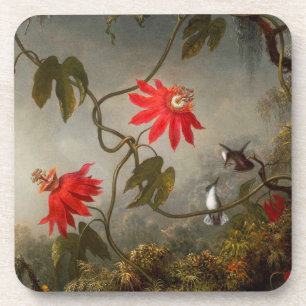 Dessous-de-verre Fleurs de passion avec tête de colibris