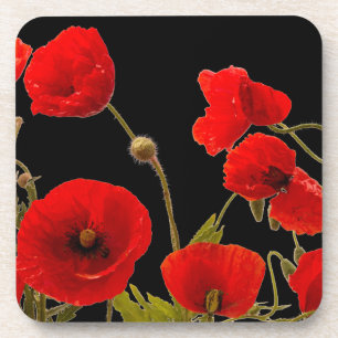 Dessous-de-verre Fleurs de pavot rouge floral Printemps Arrière - p