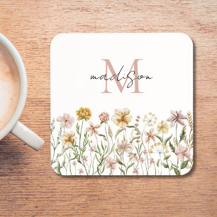 Dessous-de-verre Fleurs de Prairie de Floral Aquarelle Monogrammées